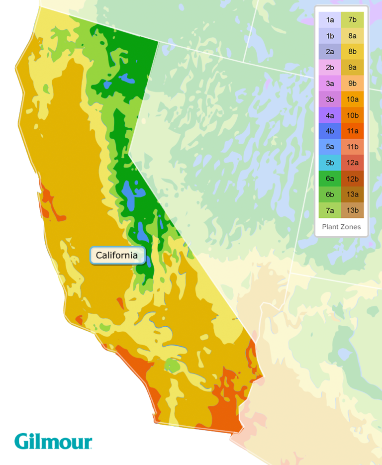 California Planting Zones Growing Zone Map Gilmour 0702